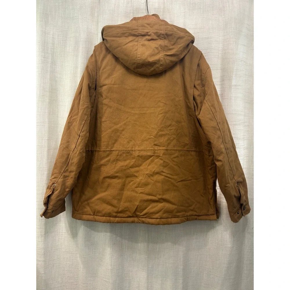 Stanley Mens XL Heavy Duty Workwear Canvas Jacket Brown Cotton Duck Quilt Lined